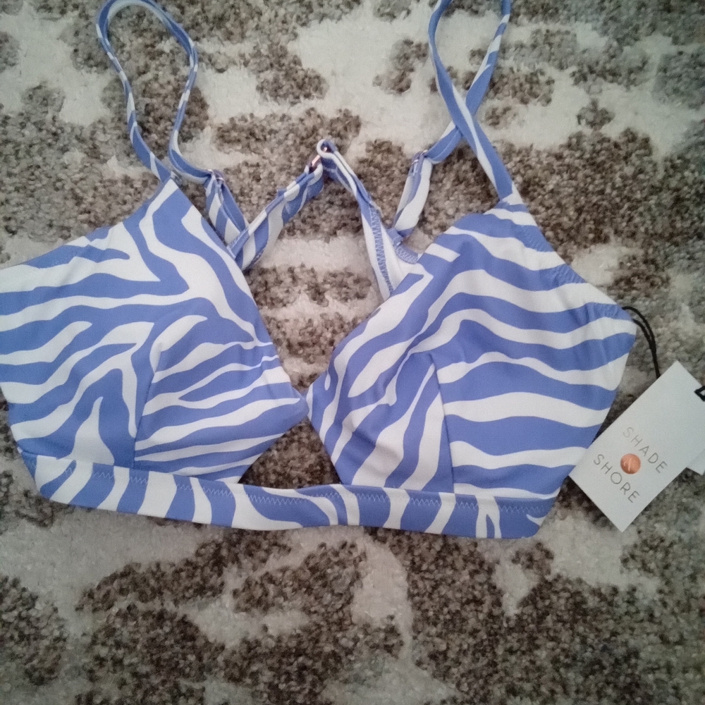 Shade & Shore Women's Purple/White Swim Top Size 36D